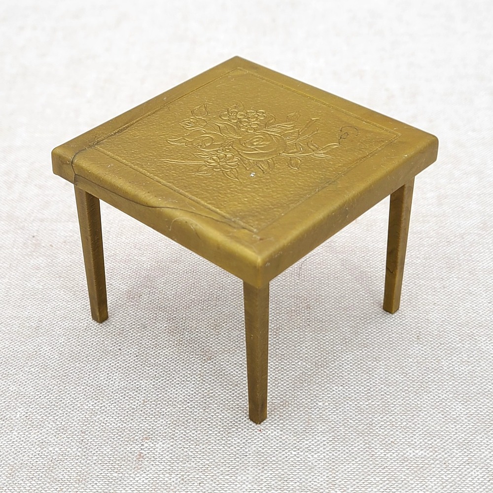 Vintage Dollhouse A. Renwal Gold Folding Card Table - Working Folding Legs